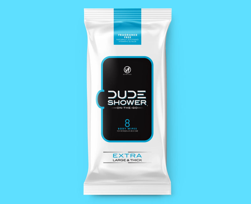 Package for the DUDE Shower On-the-go 8ct