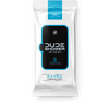 exclude|Packaging for the DUDE Shower On-The-Go product, 8 Extra large and thick body wipes.